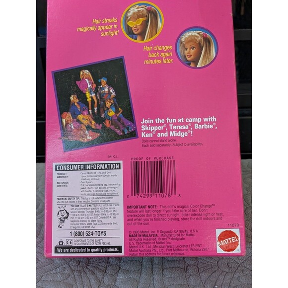 New In Box Vintage Camp Barbie Theresa All Accessories Included Mattel 1998 - Picture 4 of 4